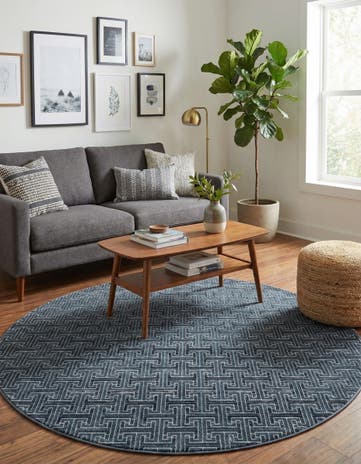 Jill Zarin Navy Blue Uptown Park Avenue Round Rug