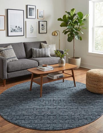 Jill Zarin Navy Blue Uptown Park Avenue Round Rug