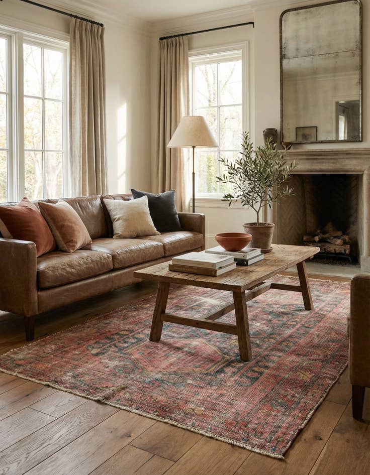 Detail image of 4' 6 x 7' 3  Hand Knotted Ultra Vintage Persian Wool Rug