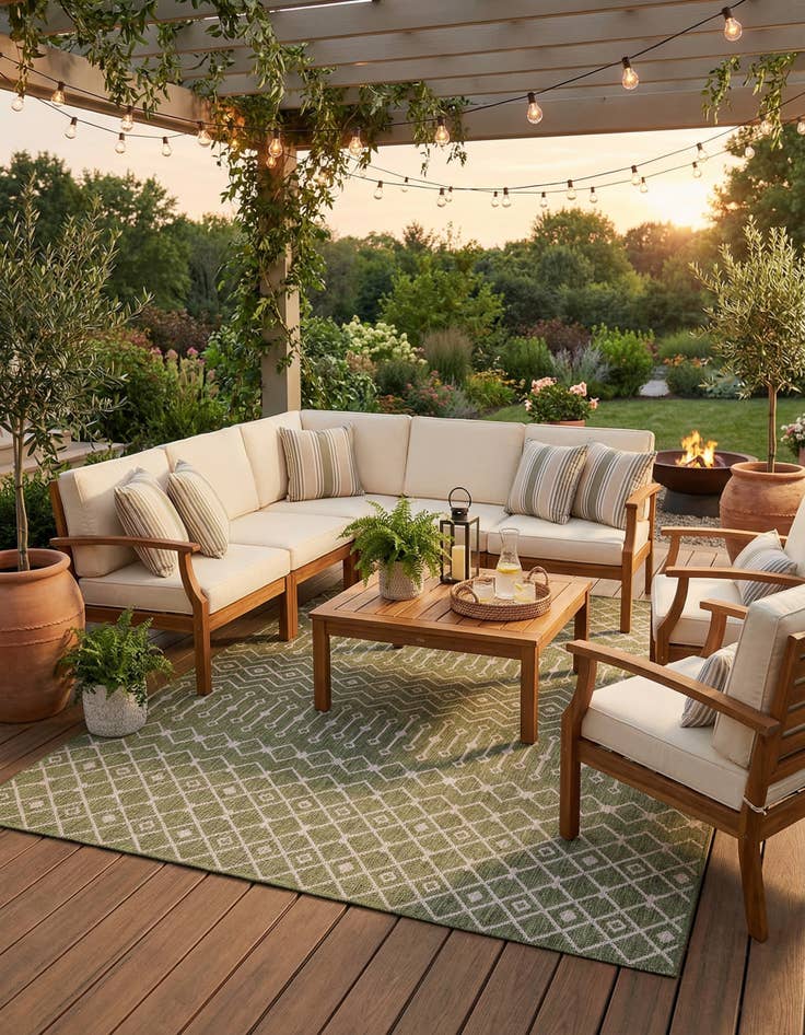 Detail image of 10' x 14'  Washable Trellis Indoor / Outdoor Rug