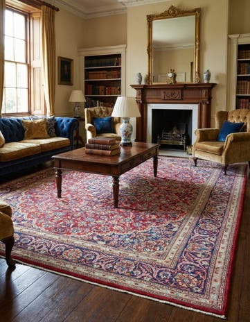 9' 6 x 12' 9 Hand Knotted Kashan Persian Wool Rug