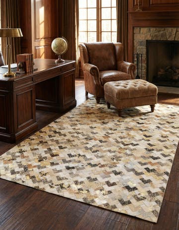 4' 10 x 8' Cowhide Leather Rug
