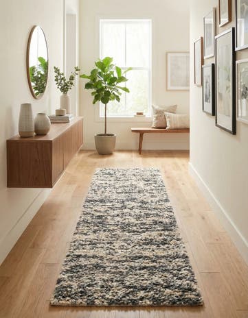 Salt and Pepper Hand Woven Haka Deluxe Shag Runner Rug
