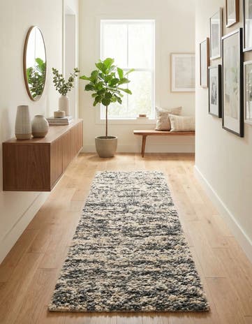 Salt and Pepper Hand Woven Haka Deluxe Shag Runner Rug