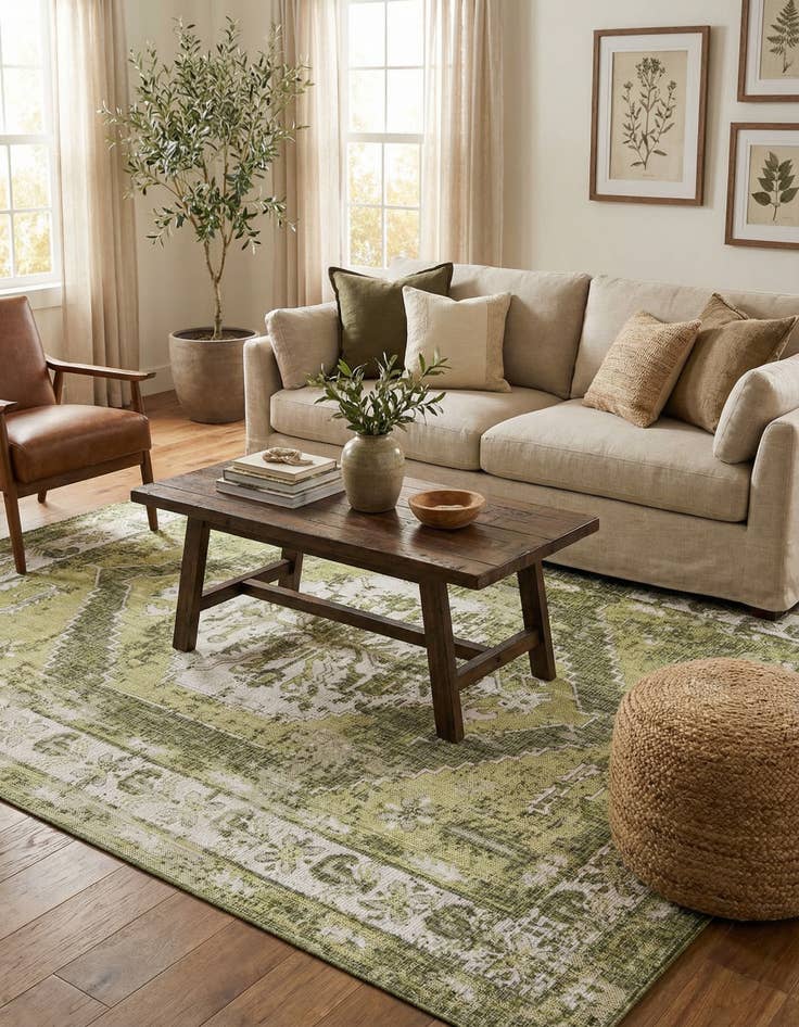 Detail image of  7' x 10'  Washable Traditional Indoor / Outdoor Rug