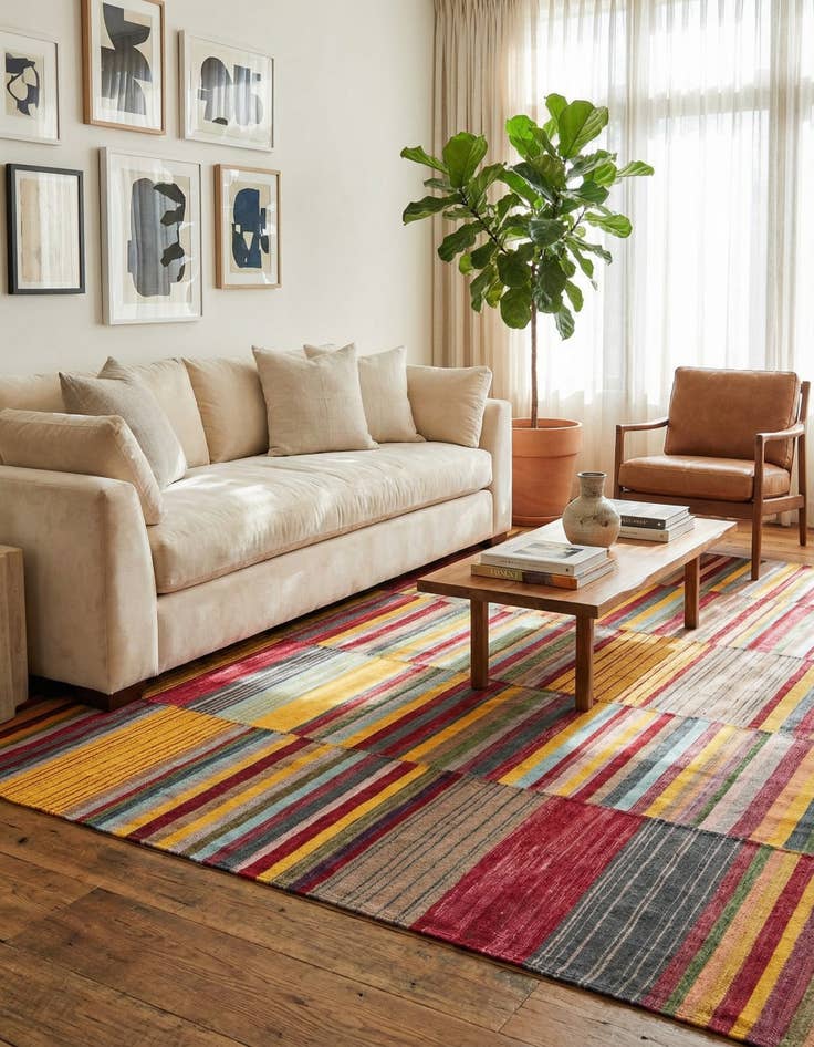 Detail image of  7' 2 x 9' 5  Hand Woven Kilim Modern Wool Rug