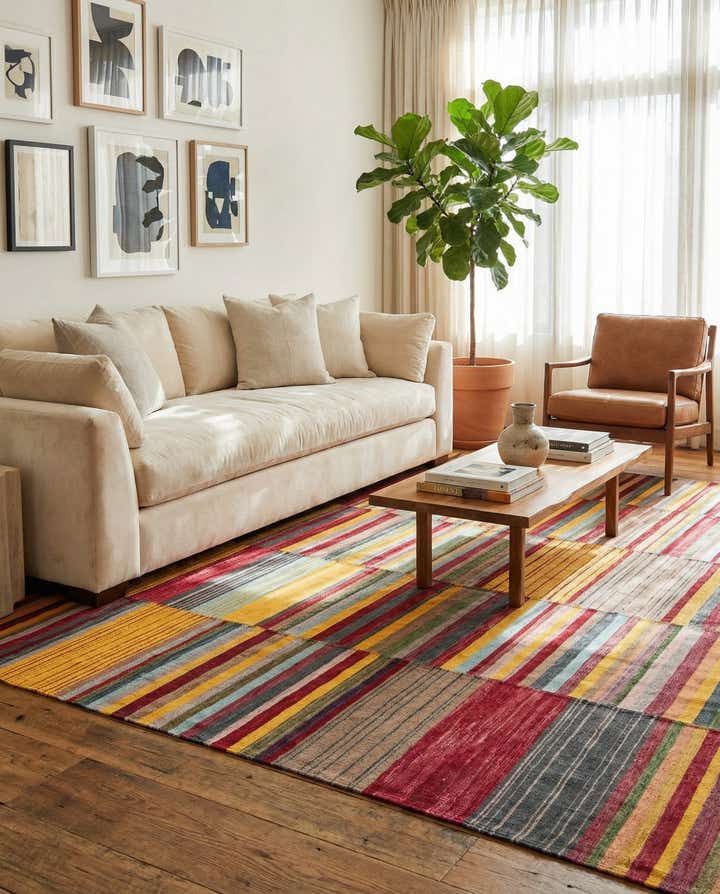 7' 2 x 9' 5 Hand Woven Kilim Modern Wool Rug