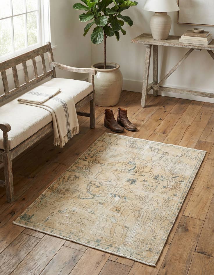 Detail image of 3' x 4' 7 Hand Knotted Ultra Vintage Persian Wool Rug