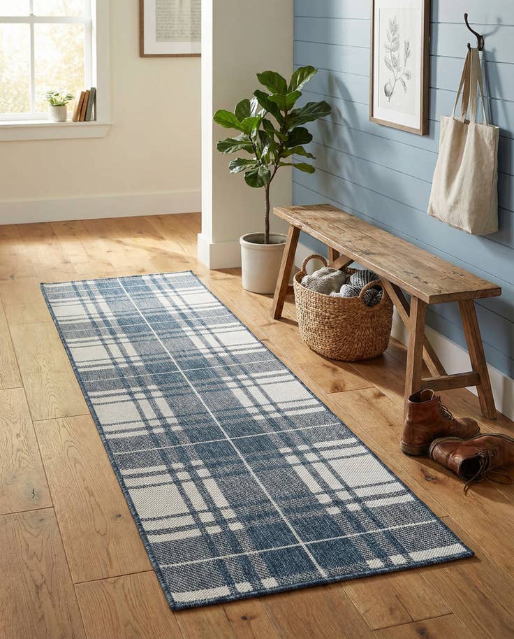 Detail image of 2' x 6' Easy-Clean Checkered Indoor / Outdoor Runner Rug