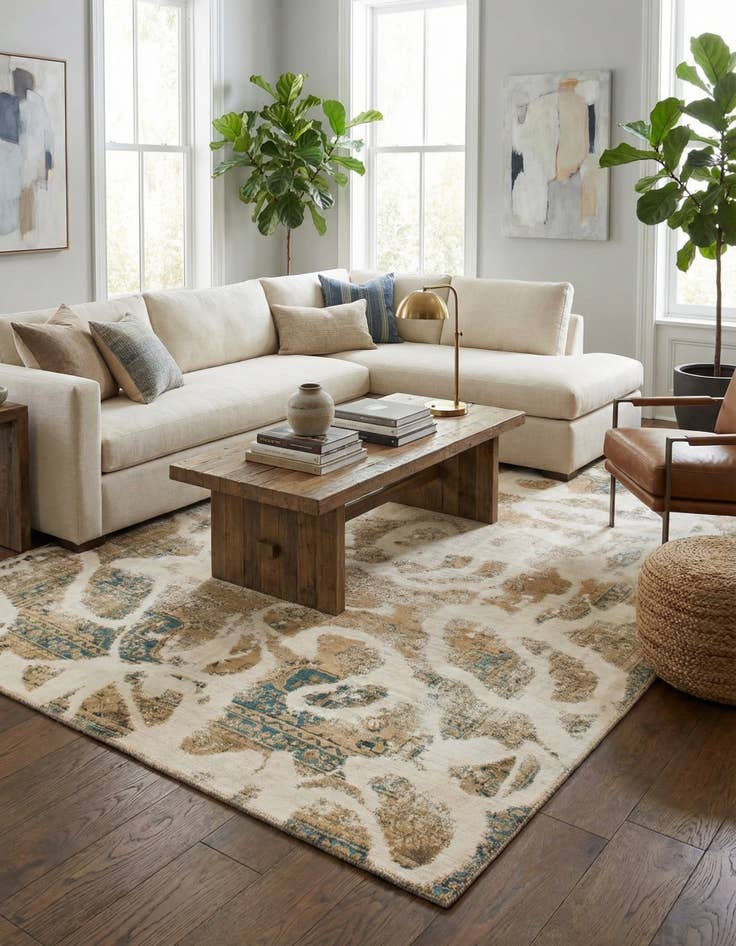 Detail image of 5' 10 x 8' 10  Hand Knotted Ultra Vintage Persian Wool Rug