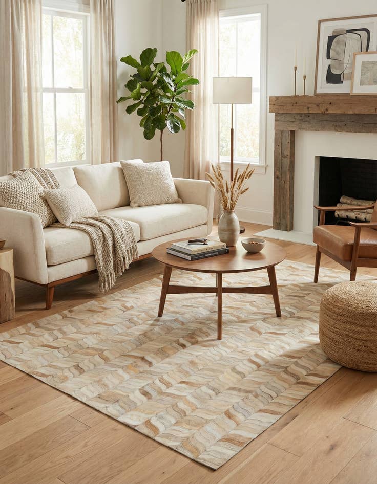 Detail image of 3' 11 x 5' 10 Cowhide Stocks Rug