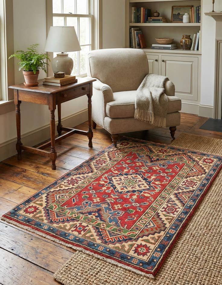 Detail image of 2' 9 x 4'  Hand Knotted Kazak Rug