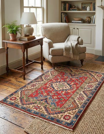 2' 9 x 4' Hand Knotted Kazak Rug