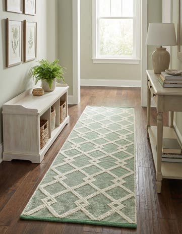 Mint Green Hand Knotted Jill Zarin Dorset Runner Rug