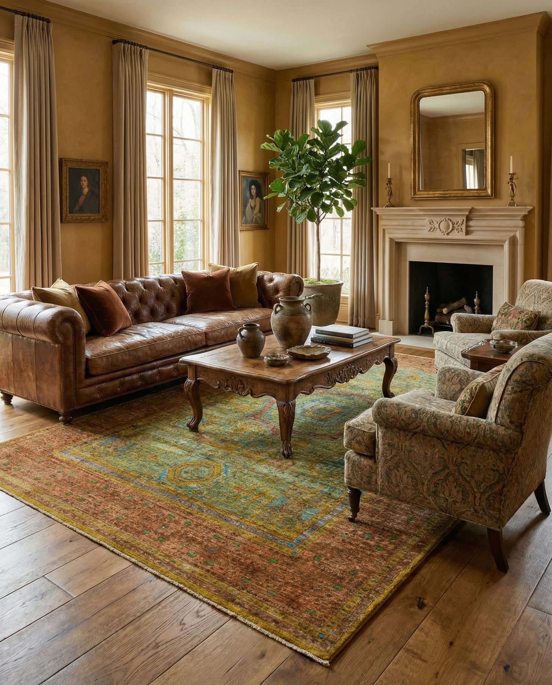 Green 5' 8 x 8' 2 Hand Knotted Mamluk Ziegler Oriental Rug | Rugs.com