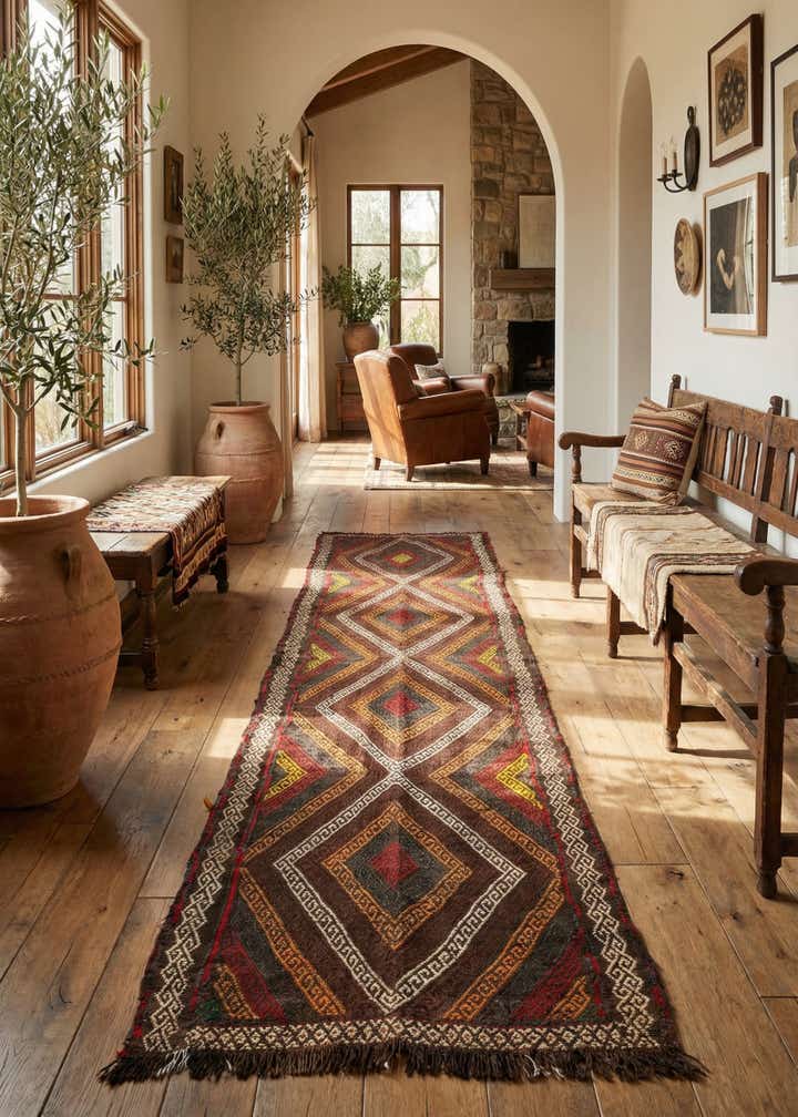 2' 2 x 8' 6 Hand Knotted Kilim Fars Persian Wool Runner Rug