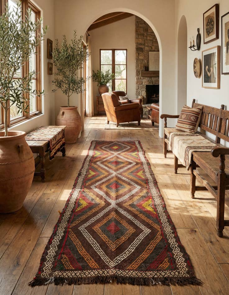 Detail image of 2' 2 x 8' 6 Hand Knotted Kilim Fars Persian Wool Runner Rug