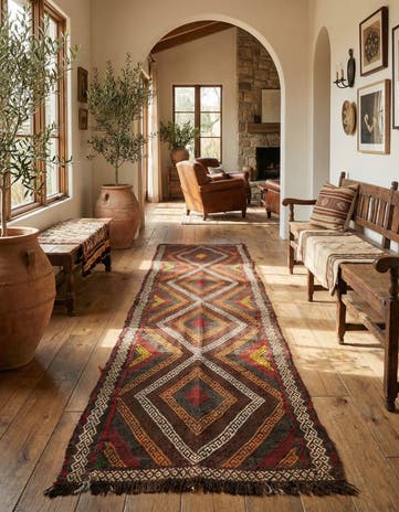 2' 2 x 8' 6 Hand Knotted Kilim Fars Persian Wool Runner Rug