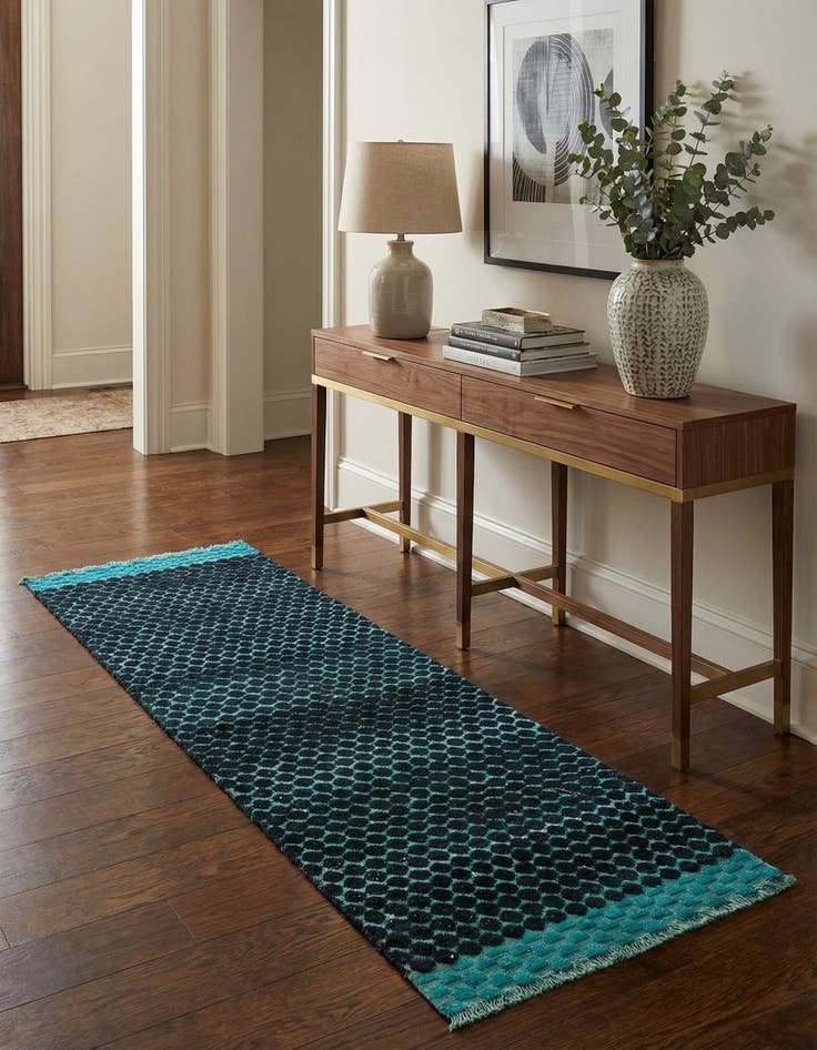 Detail image of  3' 4 x 10'  Hand Knotted Darya Wool Runner Rug