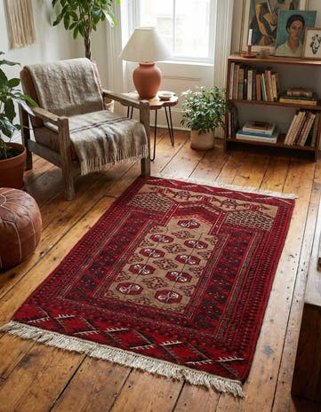 2' 8 x 3' 10 Hand Knotted Afghan Ersari Wool Rug