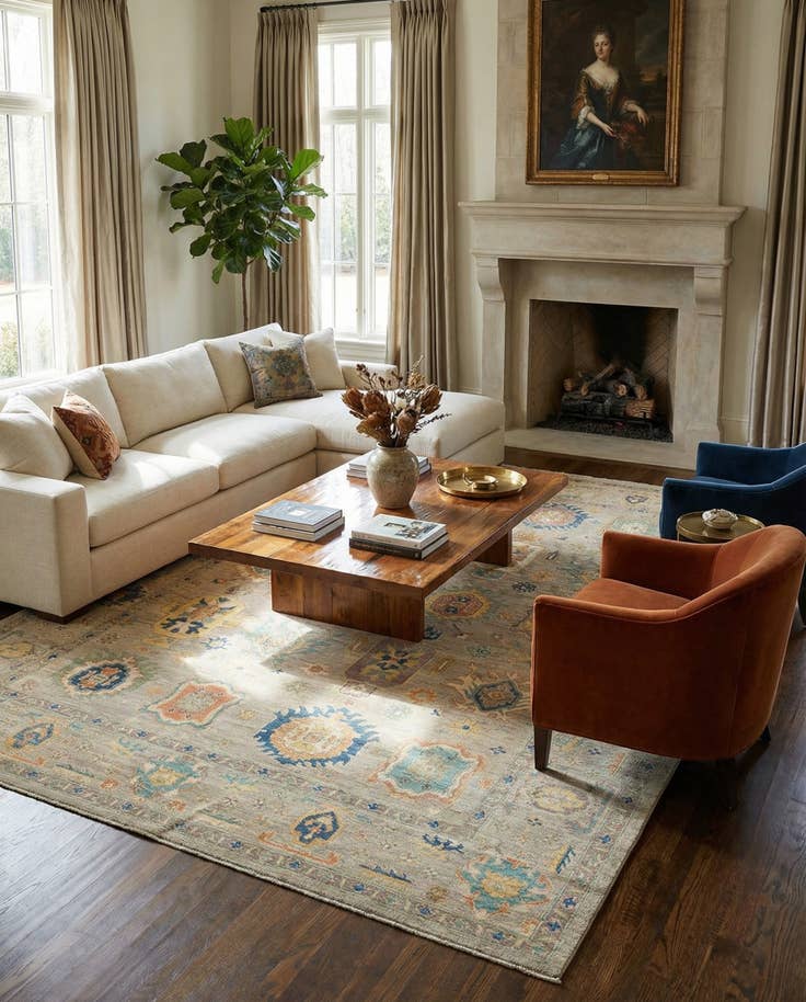 Detail image of 8' 11 x 12' Hand Knotted Oushak Rug