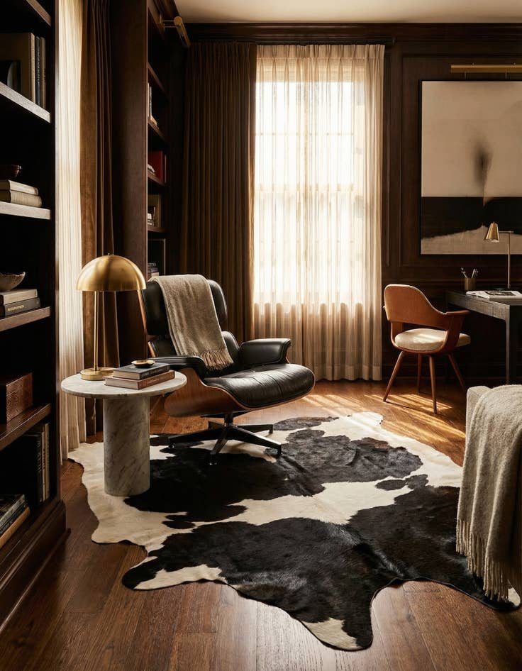 Detail image of 5' x 5' 9 Cowhide Leather Rug