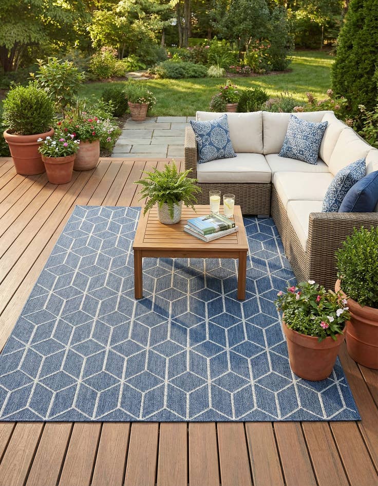 Detail image of  7' 10 x 10'  Washable Lattice Indoor / Outdoor Rug
