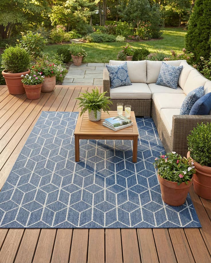 Detail image of 7' 10 x 10' Easy-Clean Lattice Indoor / Outdoor Rug