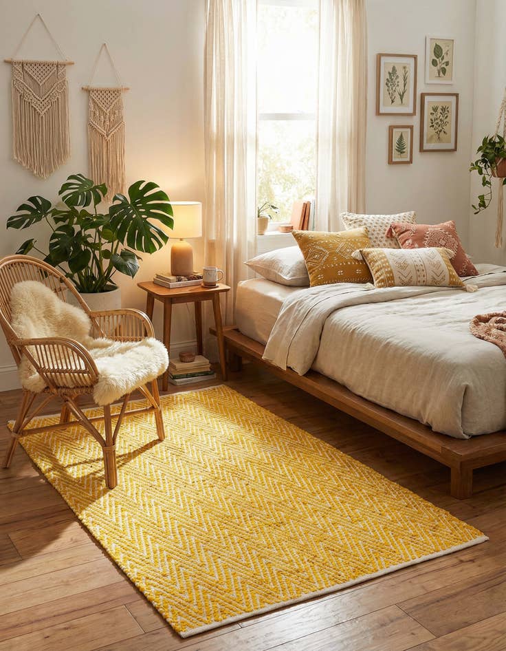 Detail image of 4' 1 x 6' 1  Hand Woven Chindi Chevron Rug