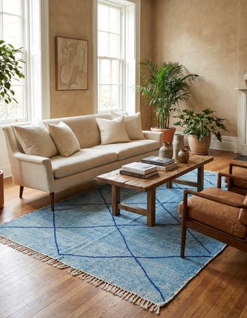 4' 8 x 7' 9 Hand Knotted Moroccan Wool Rug