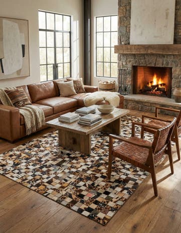 5' 2 x 8' 1 Cowhide Leather Rug