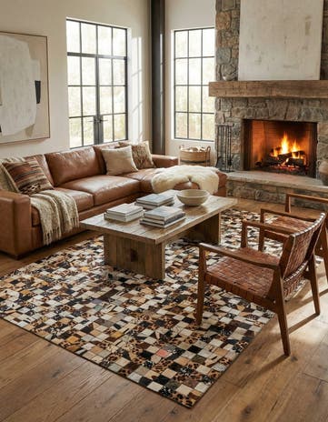 5' 2 x 8' 1 Cowhide Leather Rug