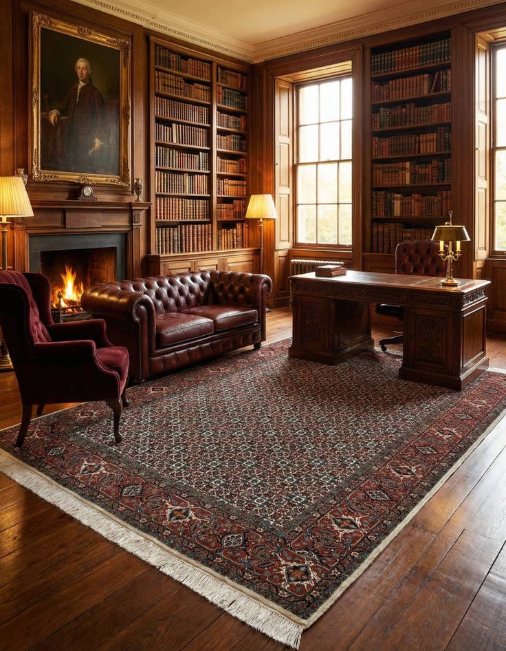 Detail image of  6' 7 x 9' 2  Hand Knotted Bidjar Persian Wool Rug