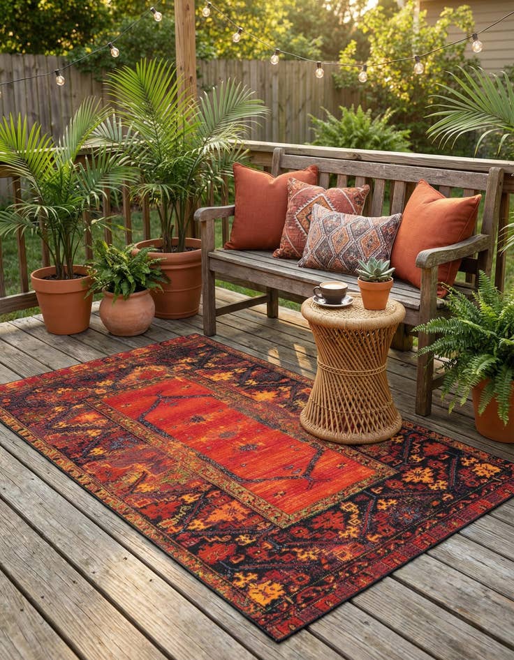 Detail image of 2' x 3'  Washable Tribal Indoor / Outdoor Rug