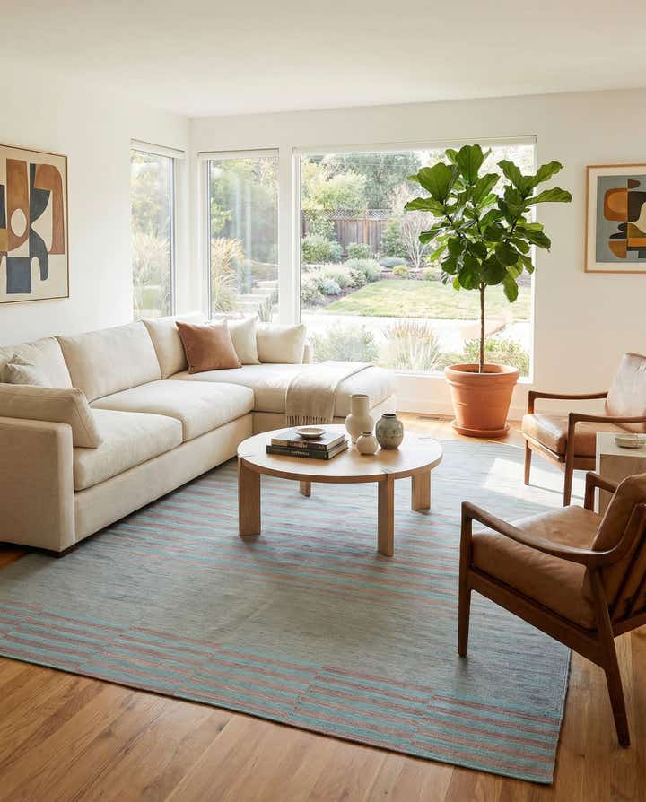 6' 7 x 9' 5 Hand Woven Kilim Modern Wool Rug