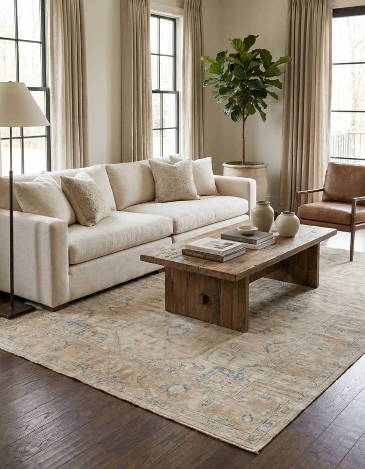 Detail image of 8' 10 x 11' 5  Hand Knotted Oushak Wool Rug