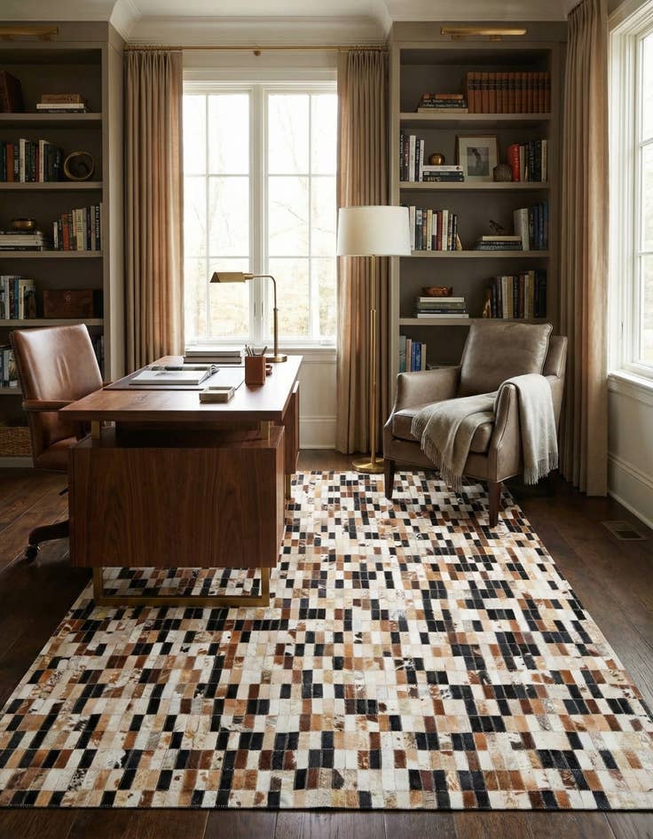 Detail image of 5' x 7' 10 Cowhide Leather Rug