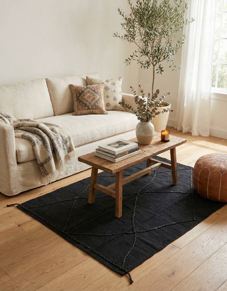 Detail image of 4' 1 x 5' 11  Hand Knotted Moroccan Wool Rug