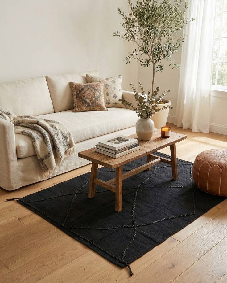 Detail image of 4' 1 x 5' 11 Hand Knotted Moroccan Wool Rug