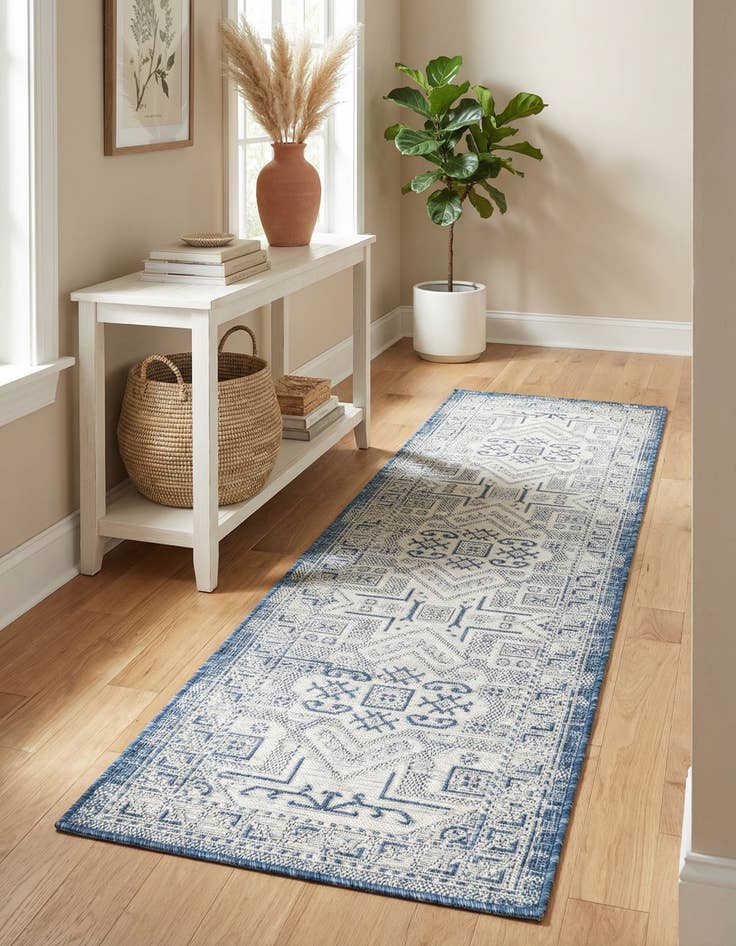 Detail image of 2' x 8'  Washable Aztec Indoor / Outdoor Runner Rug