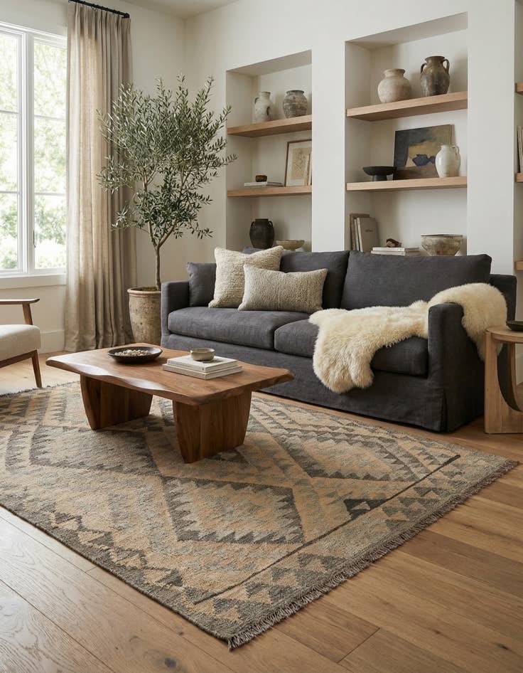 Detail image of 3' 8 x 4' 11  Hand Woven Kilim Maymana Wool Rug