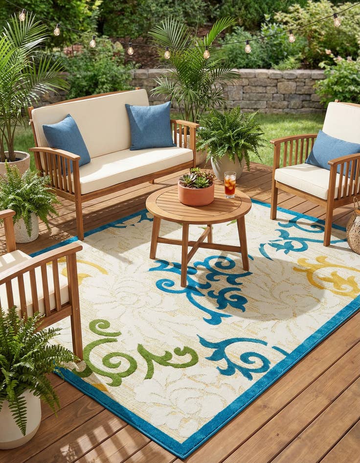 Detail image of  8' x 10'  Washable Botanical Indoor / Outdoor Rug