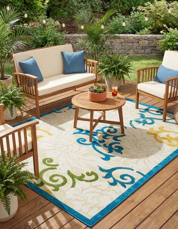 8' x 10' Easy-Clean Botanical Indoor / Outdoor Rug