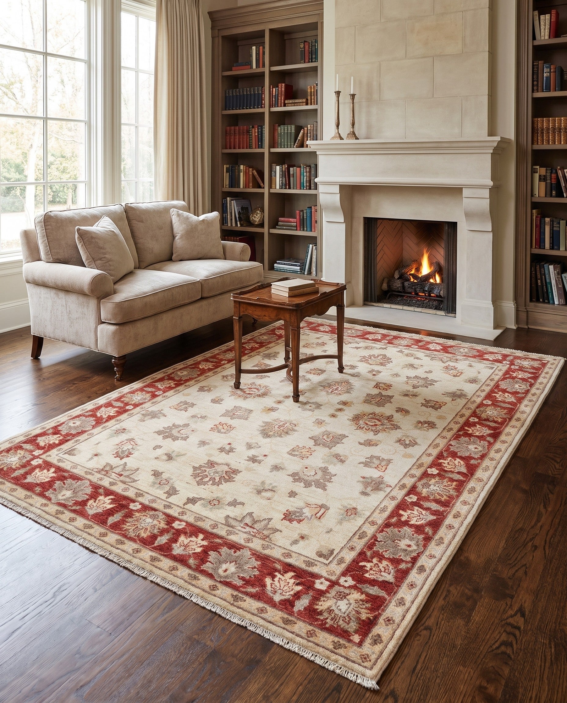 4' 11 x 6' 8 Hand Knotted Ziegler Rug