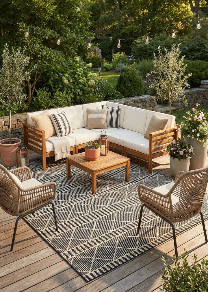 7' 10 x 11' Easy-Clean Trellis Indoor / Outdoor Rug