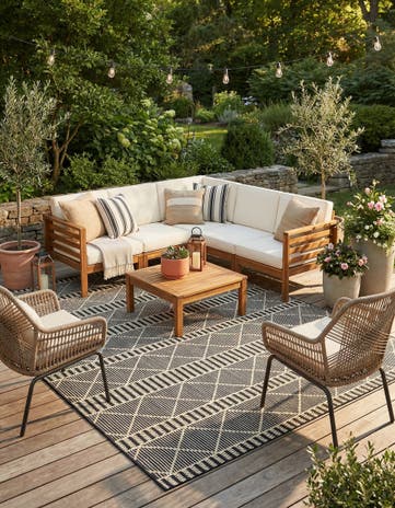 7' 10 x 11' Easy-Clean Trellis Indoor / Outdoor Rug