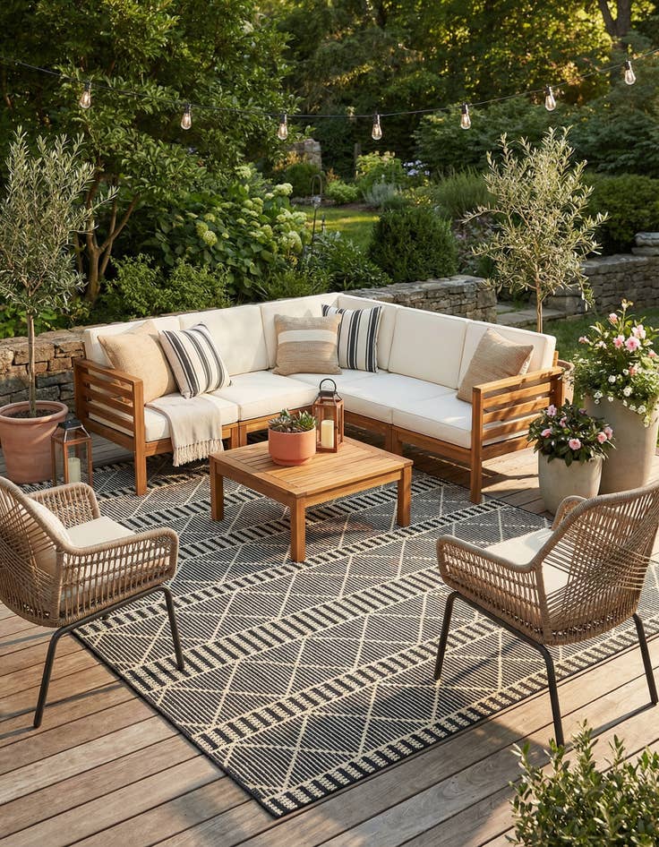 Detail image of 7' 10 x 11' Easy-Clean Trellis Indoor / Outdoor Rug