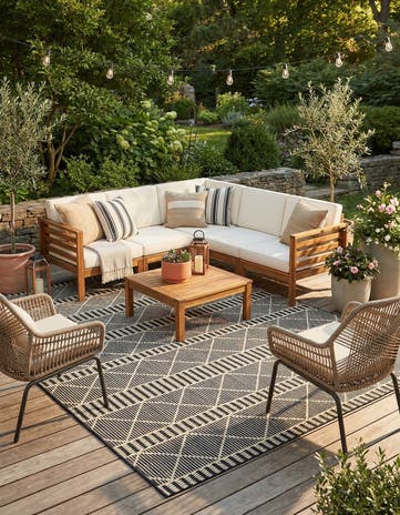 7' 10 x 11' Easy-Clean Trellis Indoor / Outdoor Rug