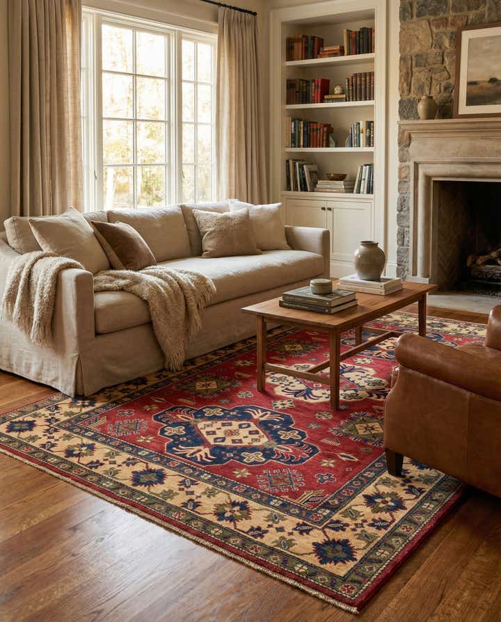 6' 1 x 9' 1 Hand Knotted Kazak Rug