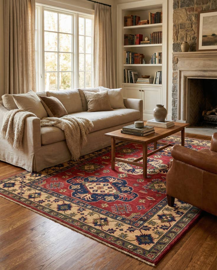 Detail image of 6' 1 x 9' 1 Hand Knotted Kazak Rug